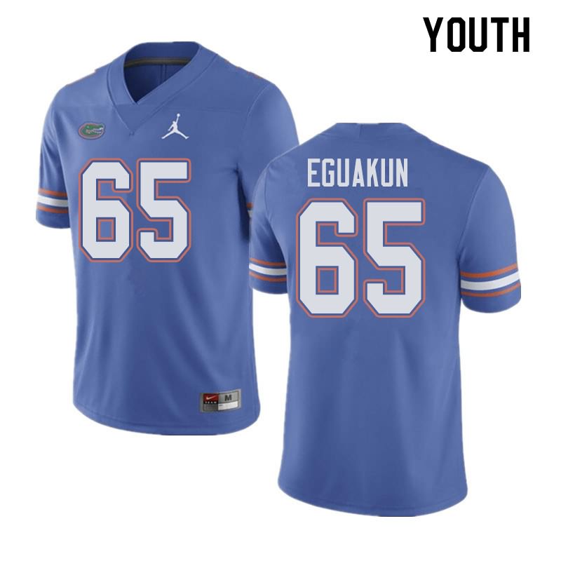 NCAA Florida Gators Kingsley Eguakun Youth #65 Jordan Brand Blue Stitched Authentic College Football Jersey SMB8264WE